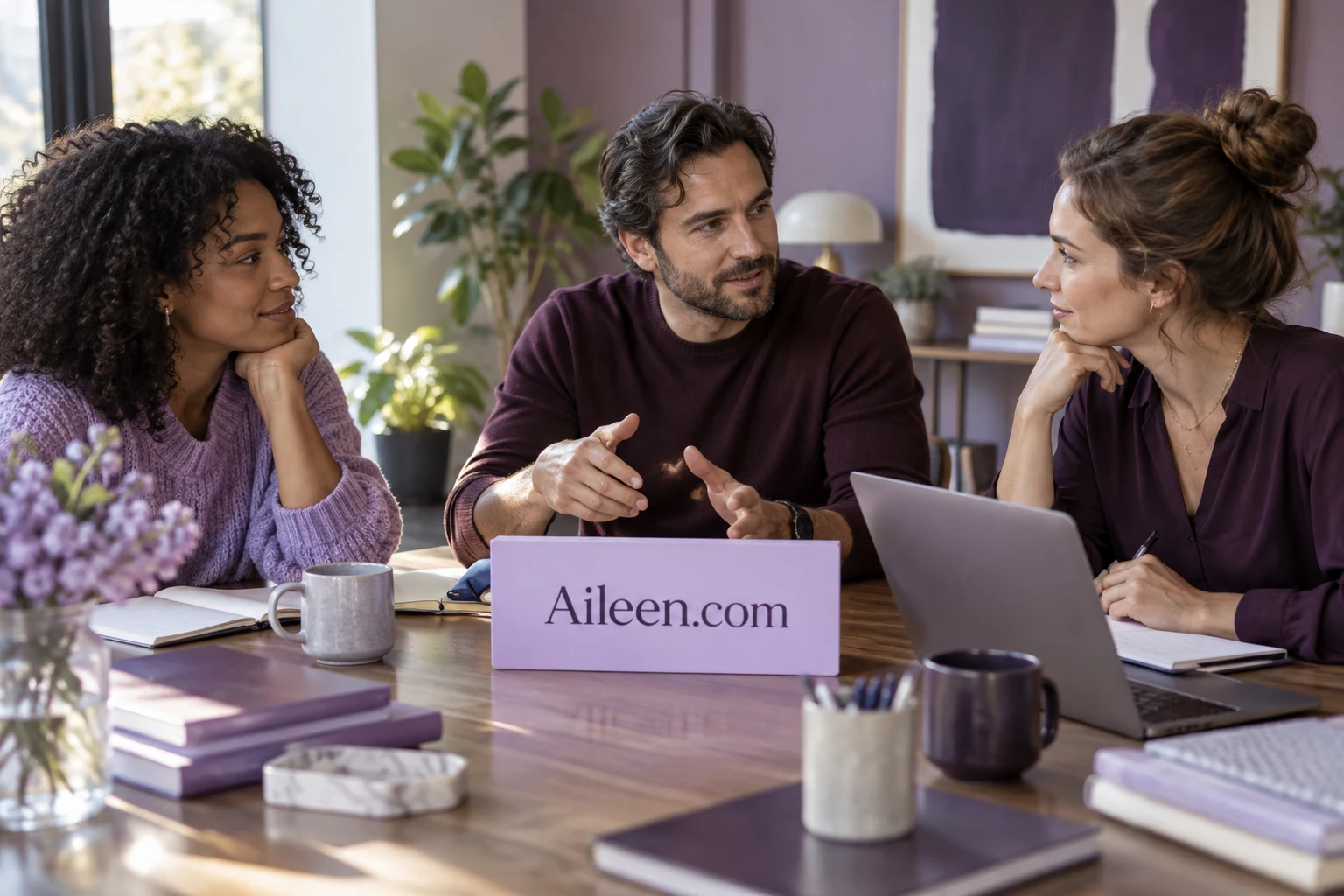 An AI product team in an Aileen.com branded workplace